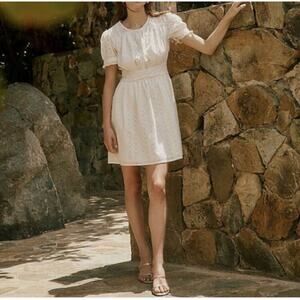 J. Crew Women Puff-sleeve Lace Eyelet Dress - Ivory White Size 10 Fit Flare New